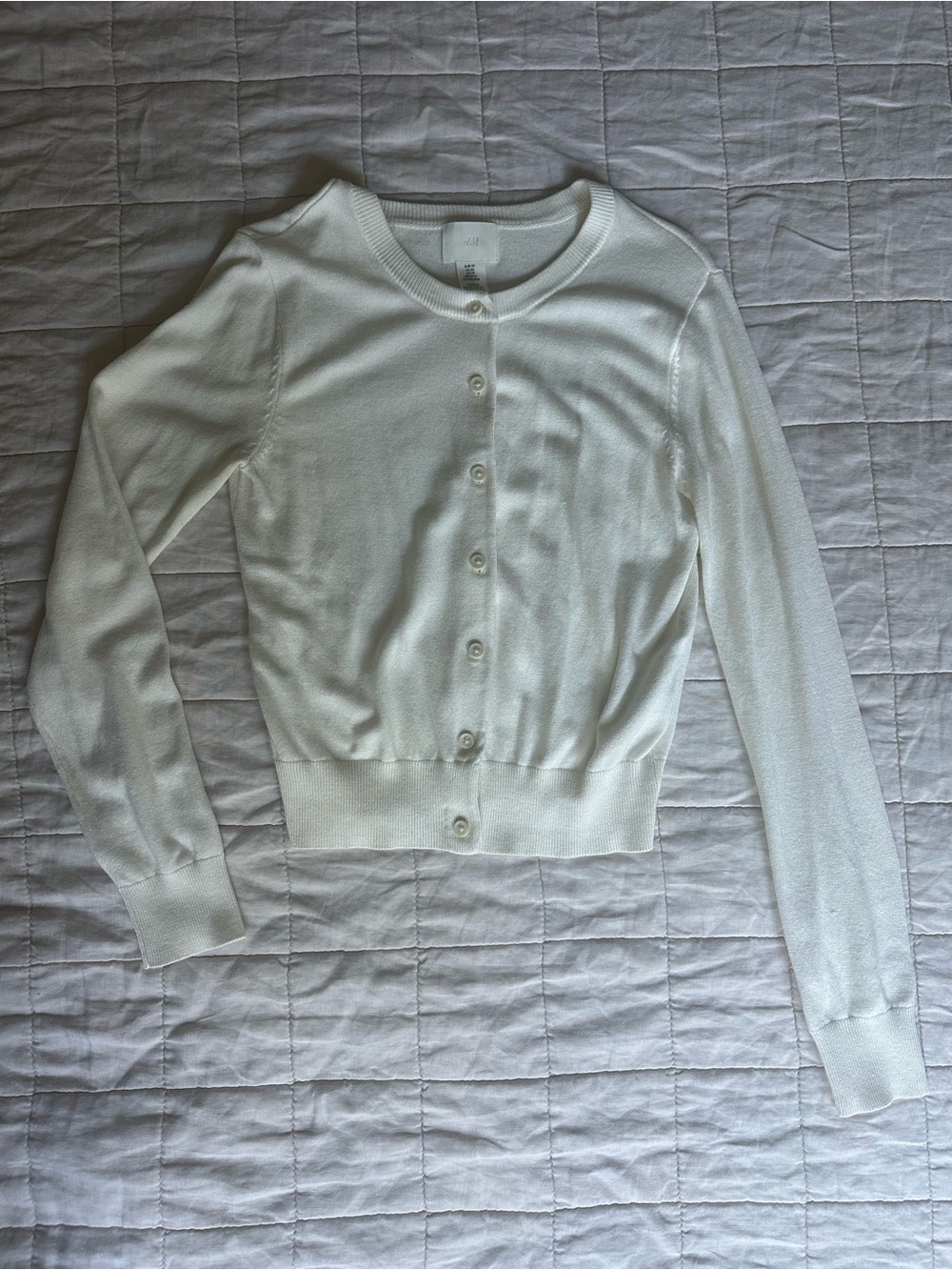 H&M Classic White Button-Front Women's Cardigan Sweater